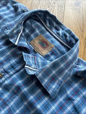 Boston Traders Blue Plaid Casual Button-Down Shirt